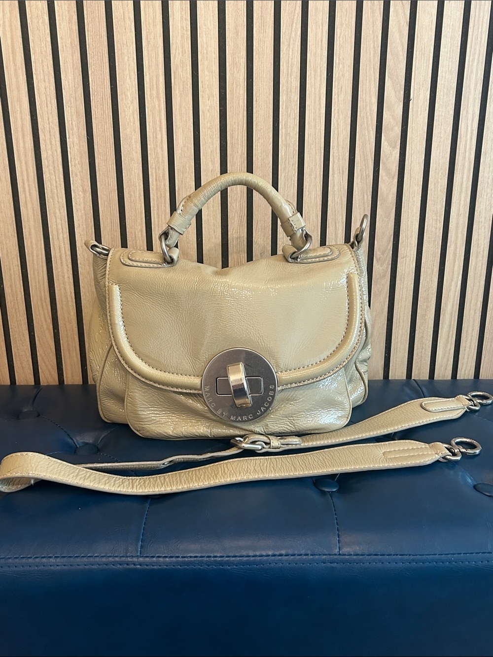 Marc Jacobs Cream Pigskin Leather Top-Handle Satchel